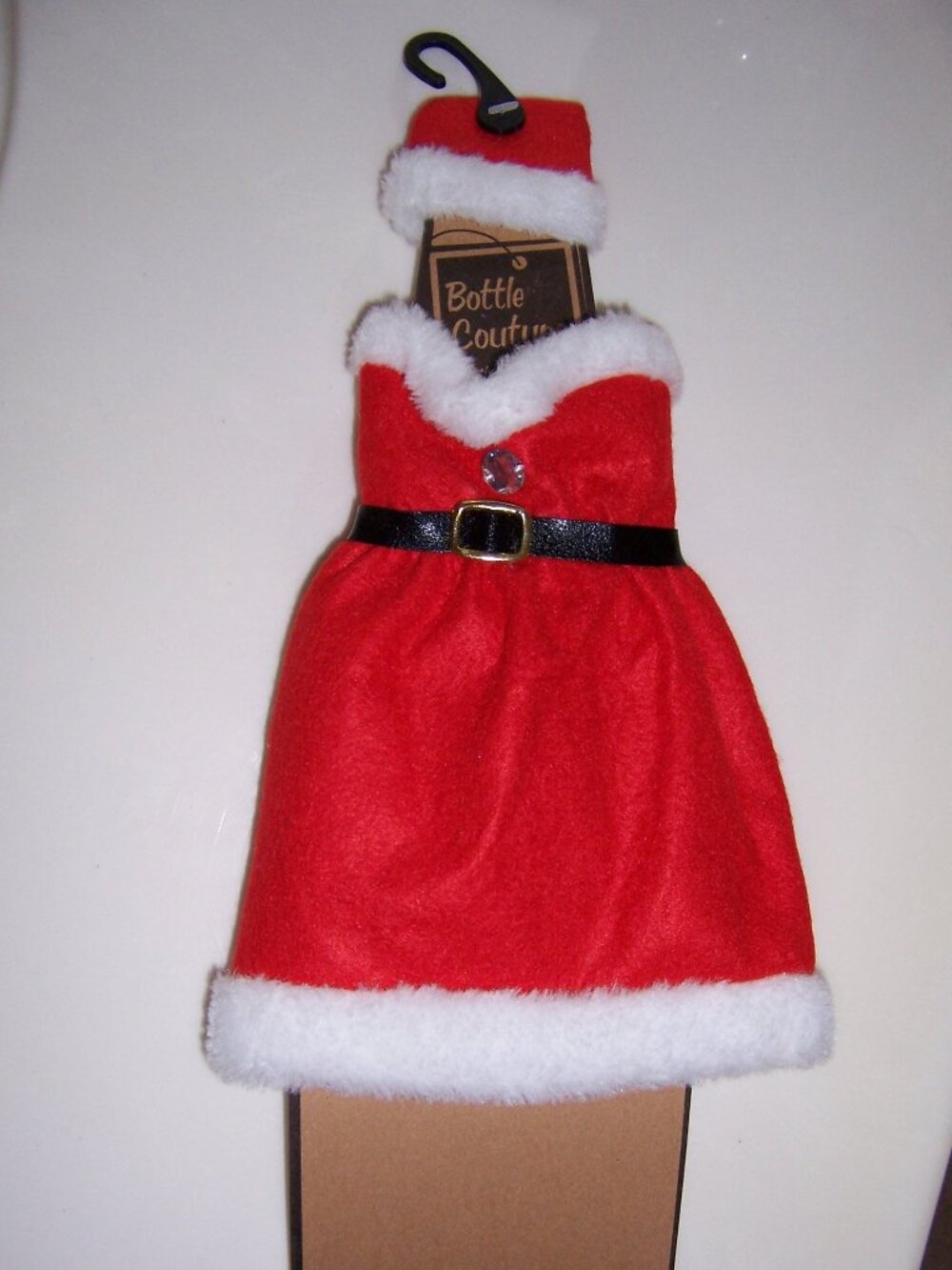 Wine bottle Christmas Mrs. Claus dress & hat